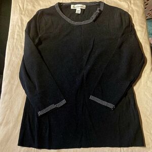 Vintage David Brooks Black Sweater Bow Collar Women's Medium M Round Neck EUC